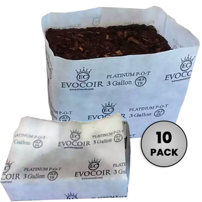 Evocoir Platinum Grow Bag & Expandable Coco - Biodegradable (3 Gal / 10 Pack)